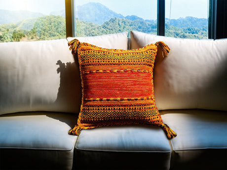 Orange Moroccan Kilim Cushion set/Bundle, Sofa Pillow Cover set, Boho Decor Handcrafted Indian Traditional Decorative Cushion Cover set