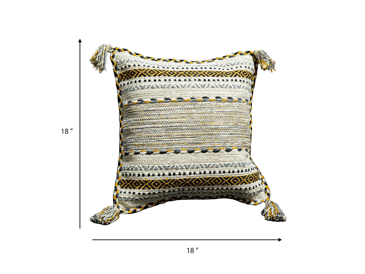 Ivory cushion set styled on a bed