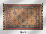Navajo kilim rug flat view showing tribal motif pattern