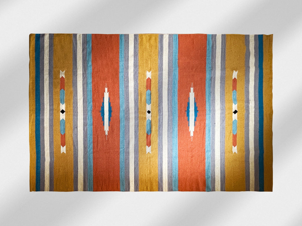 90s style Striped Kilim Rug, Rainbow carpet , Colourful rug ,Custom made, flat weave, pet-friendly