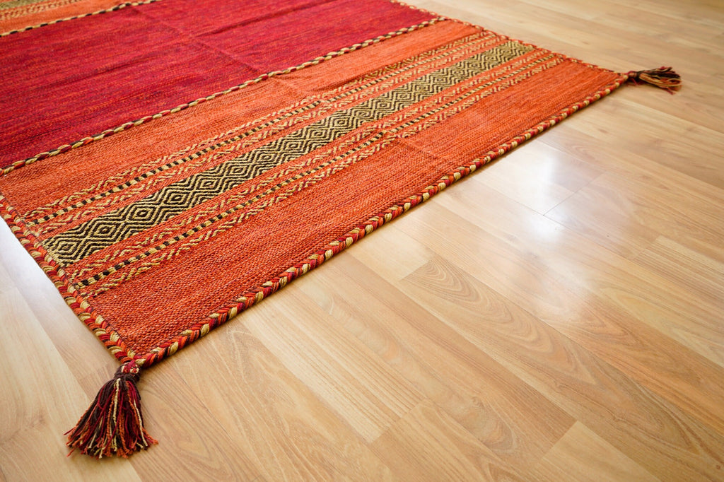 Red Kilim Rug 3X5, Indian Handwoven, Vintage, Aesthetic, Christmas Decor, Moroccan, Trending, Decorative stylish rug, Area rug, modern decor