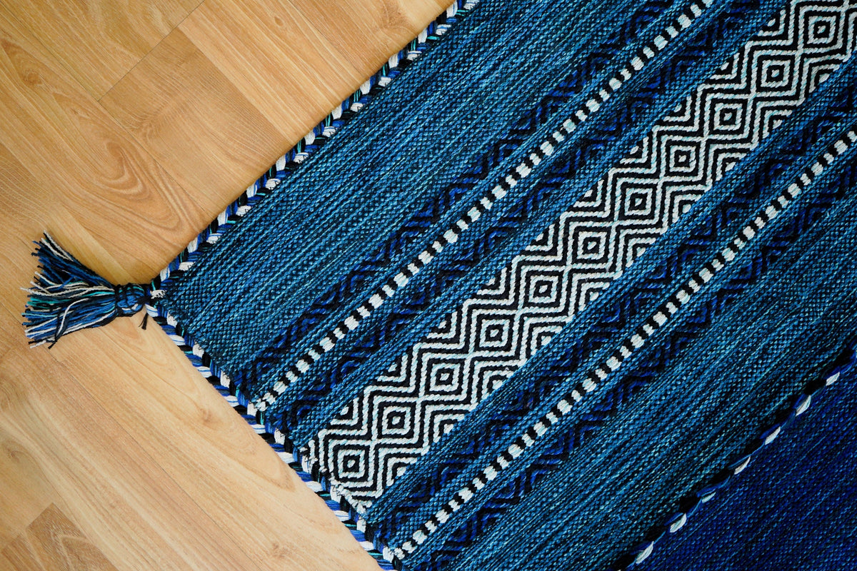 Blue kilim runner alternate angle view