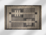 Grey beige rustic flatweave wool rug, flat view