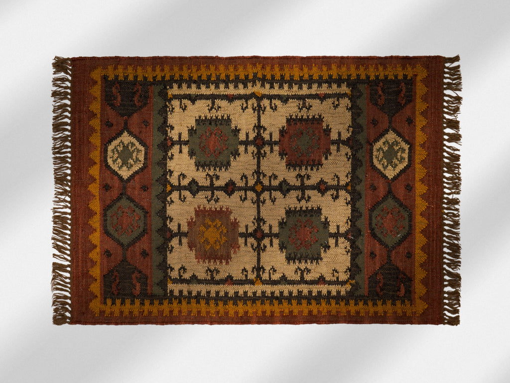 Handmade Wool Jute Rug, Navajo Kilim Rug, Traditional Indian made, Artistic Vintage Kilim, SOUTHWESTERN KELIM Runner, Living/Dinning Room