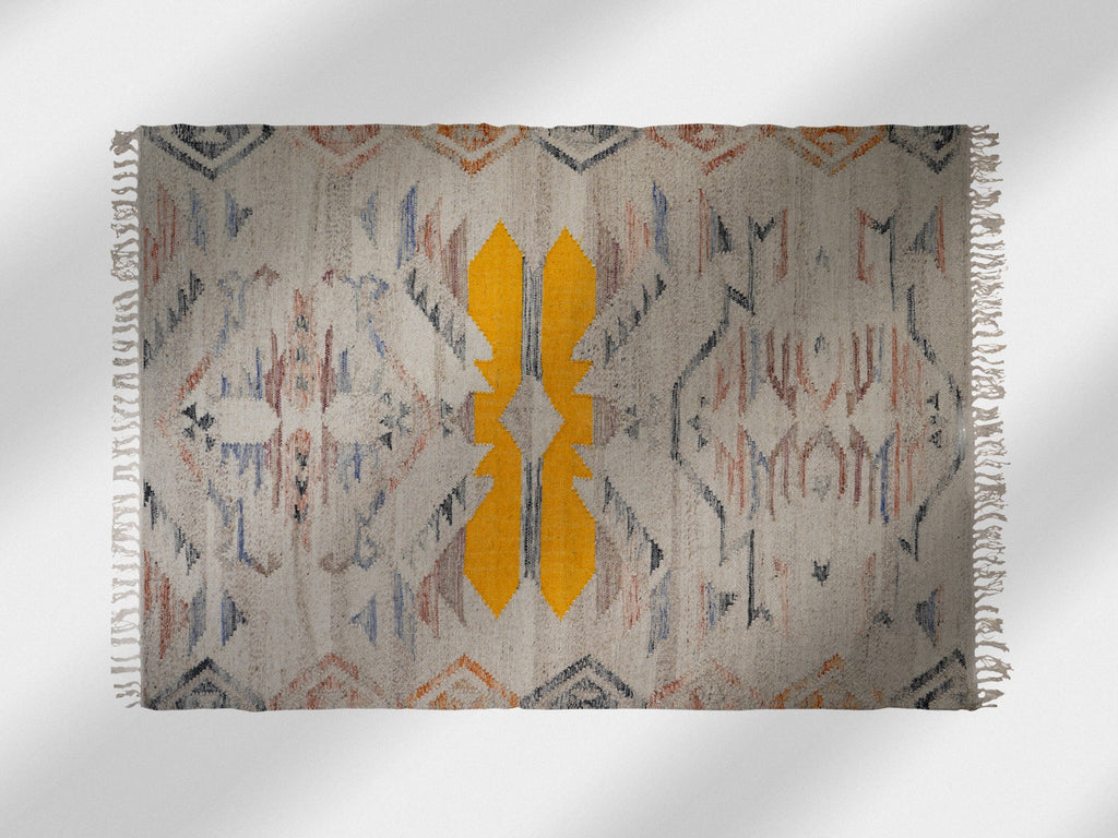 Beige Abstract Kilim Wool Rug, Rustic Wool rug, Living room decor rug, Modern Aesthetic Concept rug, Minimalistic, Custom made Rug