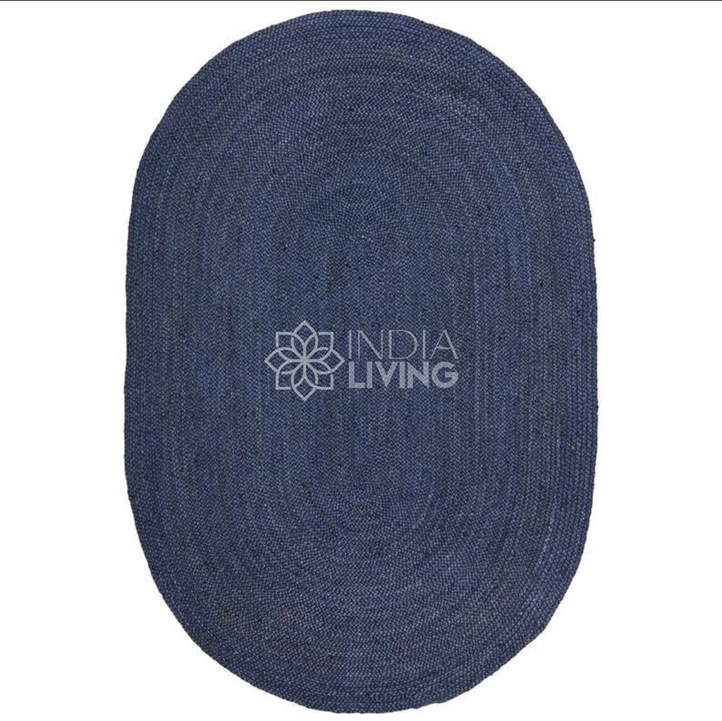 Blue Oval Jute Rug - Perfect for Cozy and Organic Living Space, Sustainable, Eco Friendly, Custom made, 4 colour options