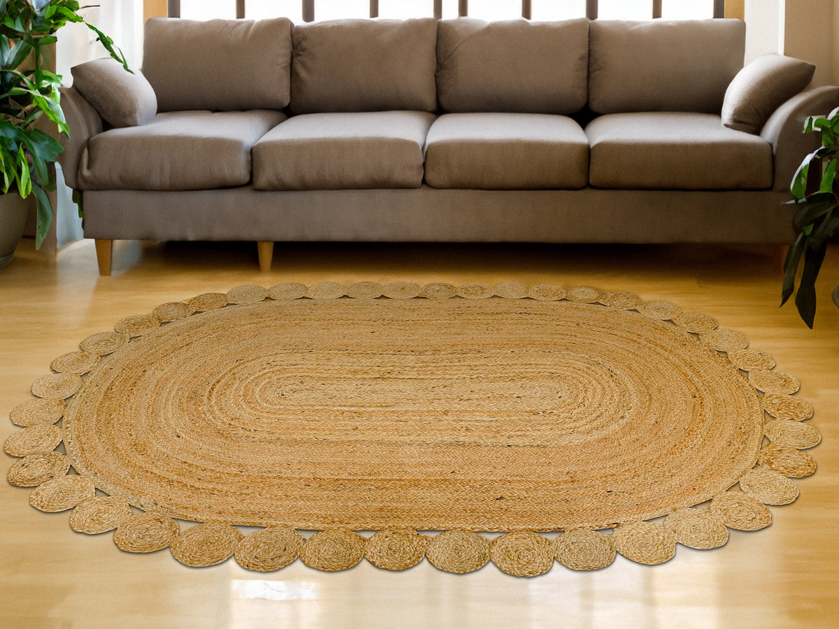 Jute oval rug shown in 3x5 size