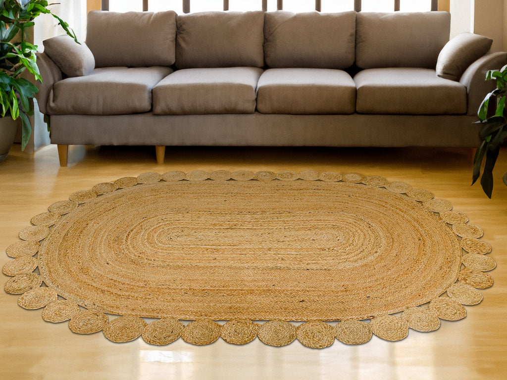 Natural Jute oval rug, hand braided sustainable boho decor Jute rug, Natural fibres, Custom made