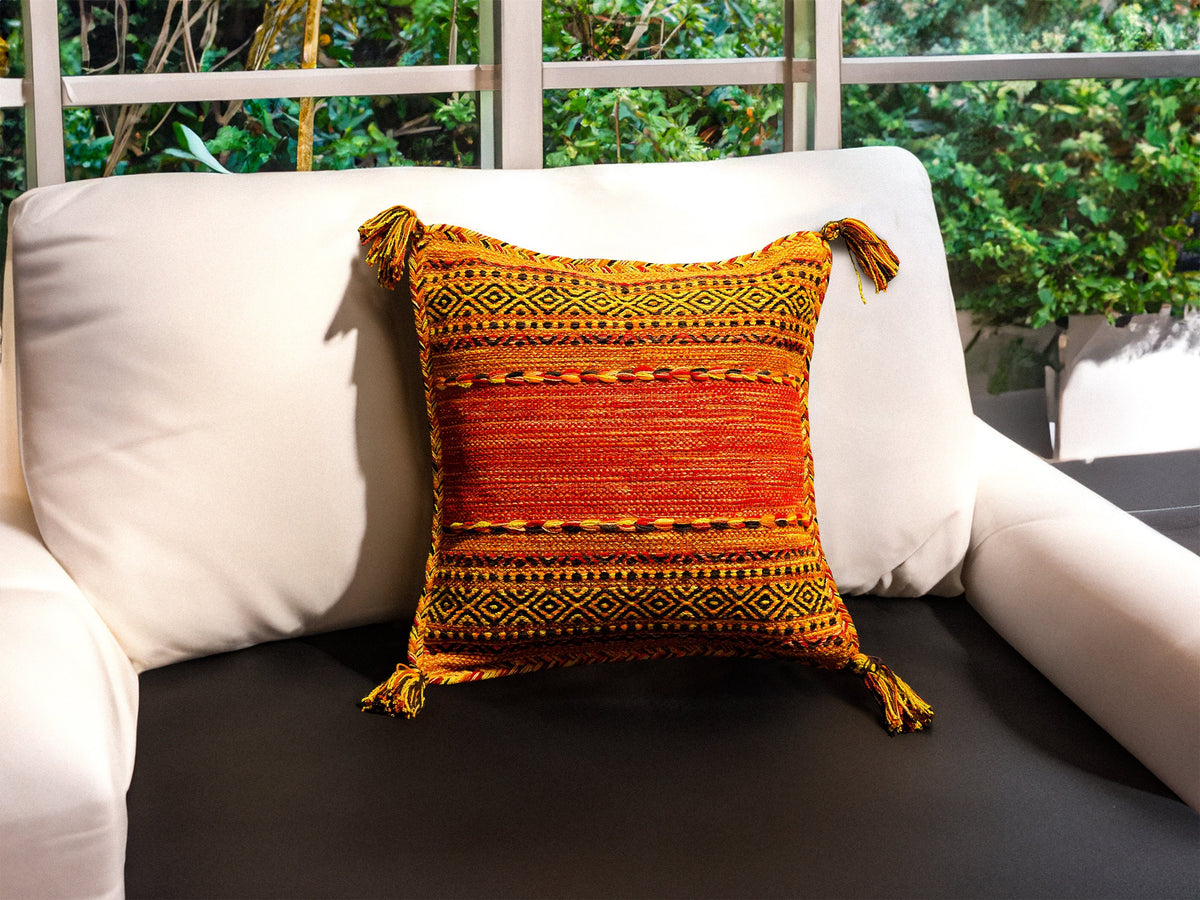 Cushion set styled on an armchair