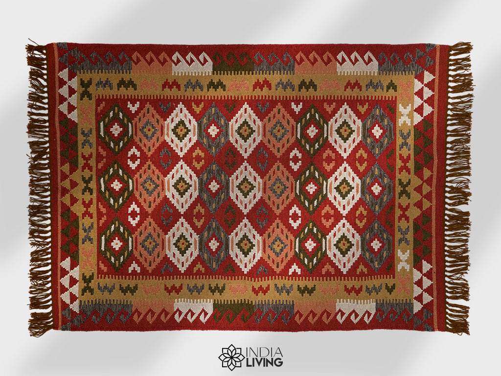 Hand Woven High quality Traditional Kilim Rug, Southwest Inspired, Flat weave sustainable, Suitable for indoor and outdoor, Custom made