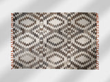 Grey rug fringe edge detail