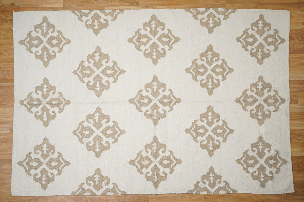 White wool kilim rug texture macro shot