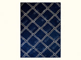 Navy blue braided boho jute rug, flat lay view