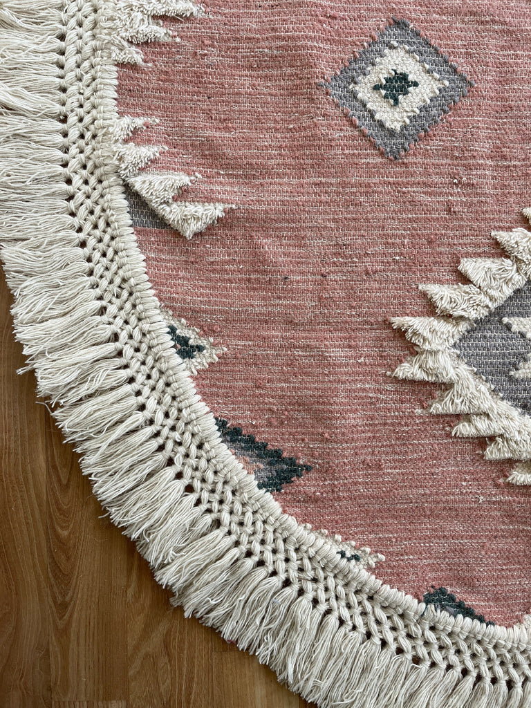 Pink Bohemian Oval Wool Shaggy Rug , Oval rug for Living room -Handcrafted Moroccan decor rug, Custom made