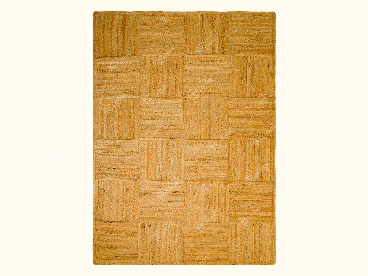 Jute area rug styled in an entryway