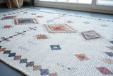 Close-up of jute texture on ivory printed rug