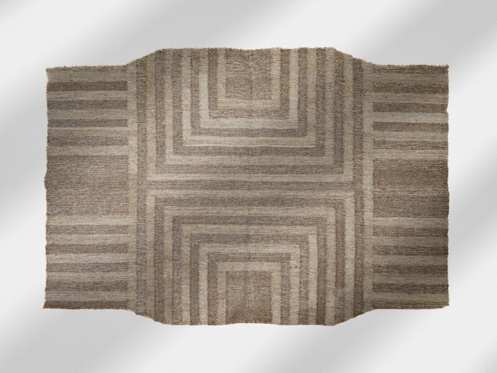 Irregular Beige Rustic Kilim wool rug, Geometric, unique decor carpet, Modern Placemat, Rustic feel, Customize in any size 4x6 5x8 8x10 9x12