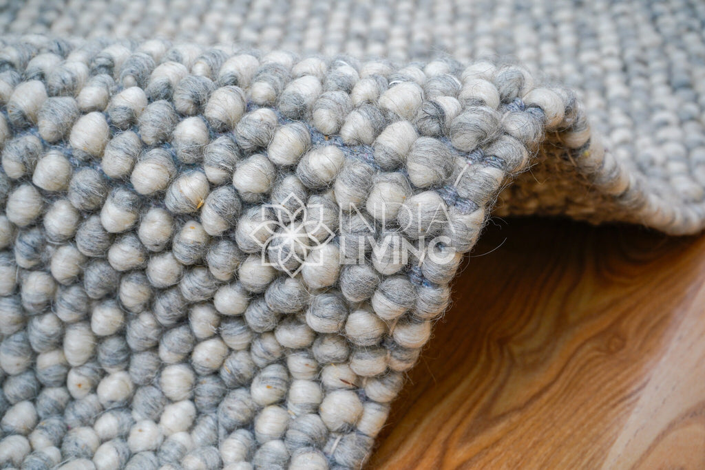 Hand woven Grey Scandinavian inspired Chunky Looped Indoor Wool Rug, Cozy, Felted wool Rug, Custom made area rug