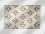 Close-up of the white wool weave and knotted fringe