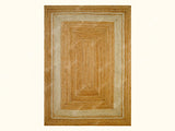 White bordered natural jute hemp rug flat lay full view