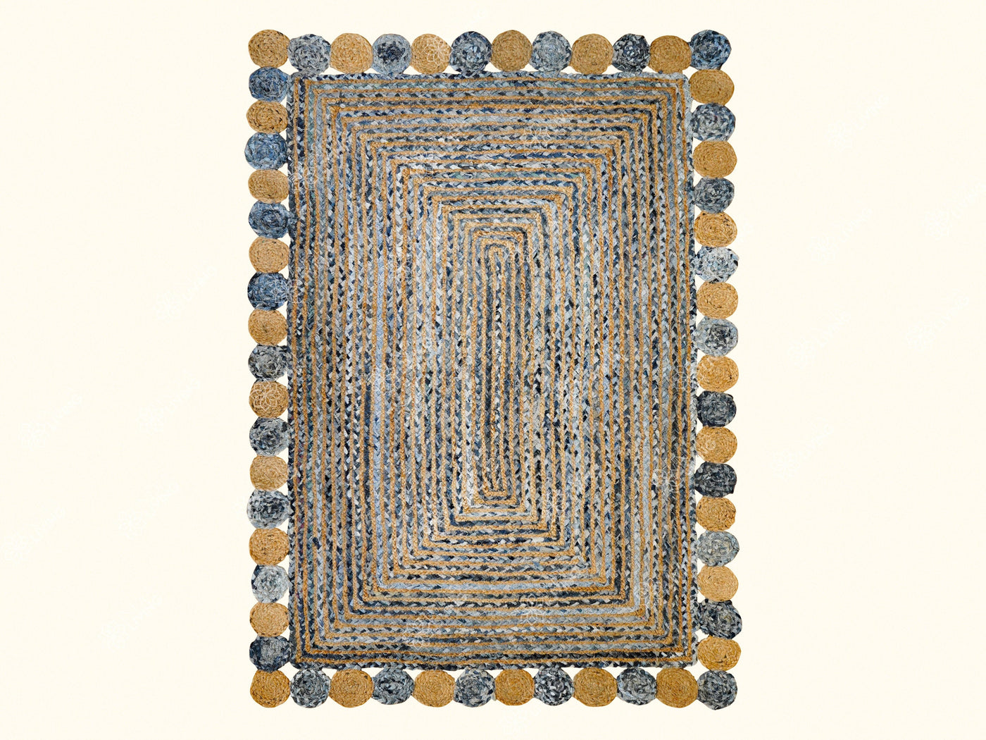 Denim chindi rag rug flat lay