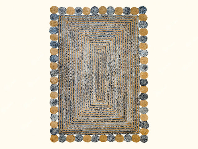 Denim chindi rag rug flat lay