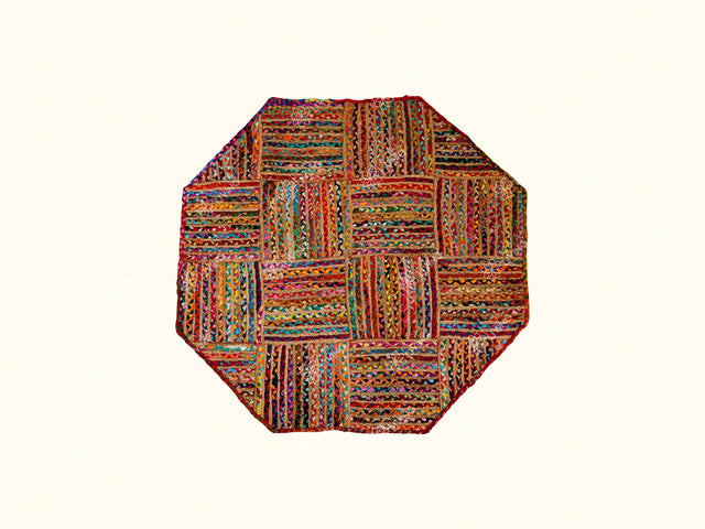 Chindi rag rug styled in a living room