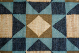 Blue Abstract wool Rug - Flat weave, Modern decor, Minimalistic, Geometric, natural jute rug