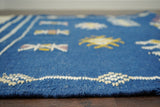 Close-up of blue Aztec kilim weave texture