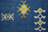 Texture close-up of blue kilim flatweave