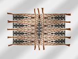 Abstract tribal tassel kilim rug flat lay full view