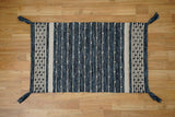 Kilim rug pile close-up showing PET yarn texture