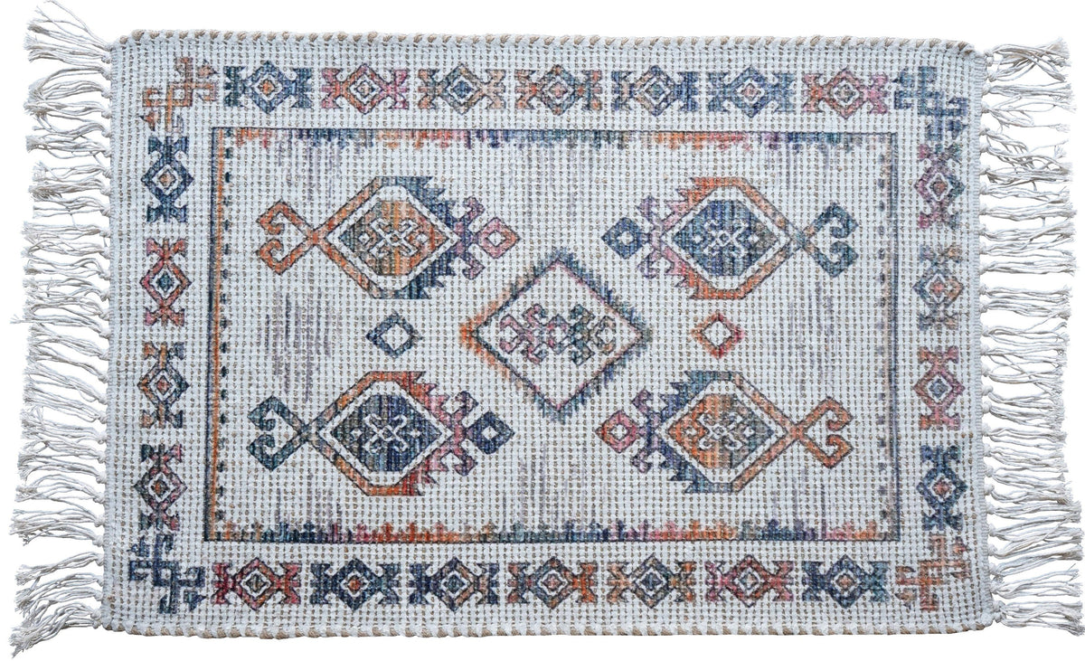 Ivory jute rug shown in 4x6 bedroom size