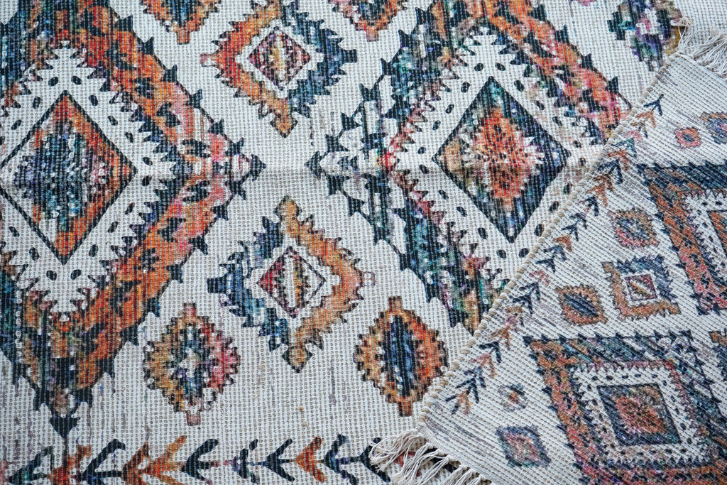 Bohemian rug 2x3, small rug, Moroccan prints, decorative rug, Off white rug 4x6, Jute Chenille rug