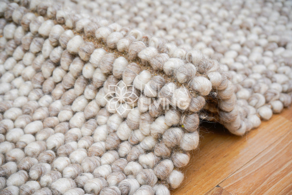 Custom Beige Mix Chunky Looped Wool rug, Scandinavian decor, indoor wool rug, Pet-Friendly, Custom made