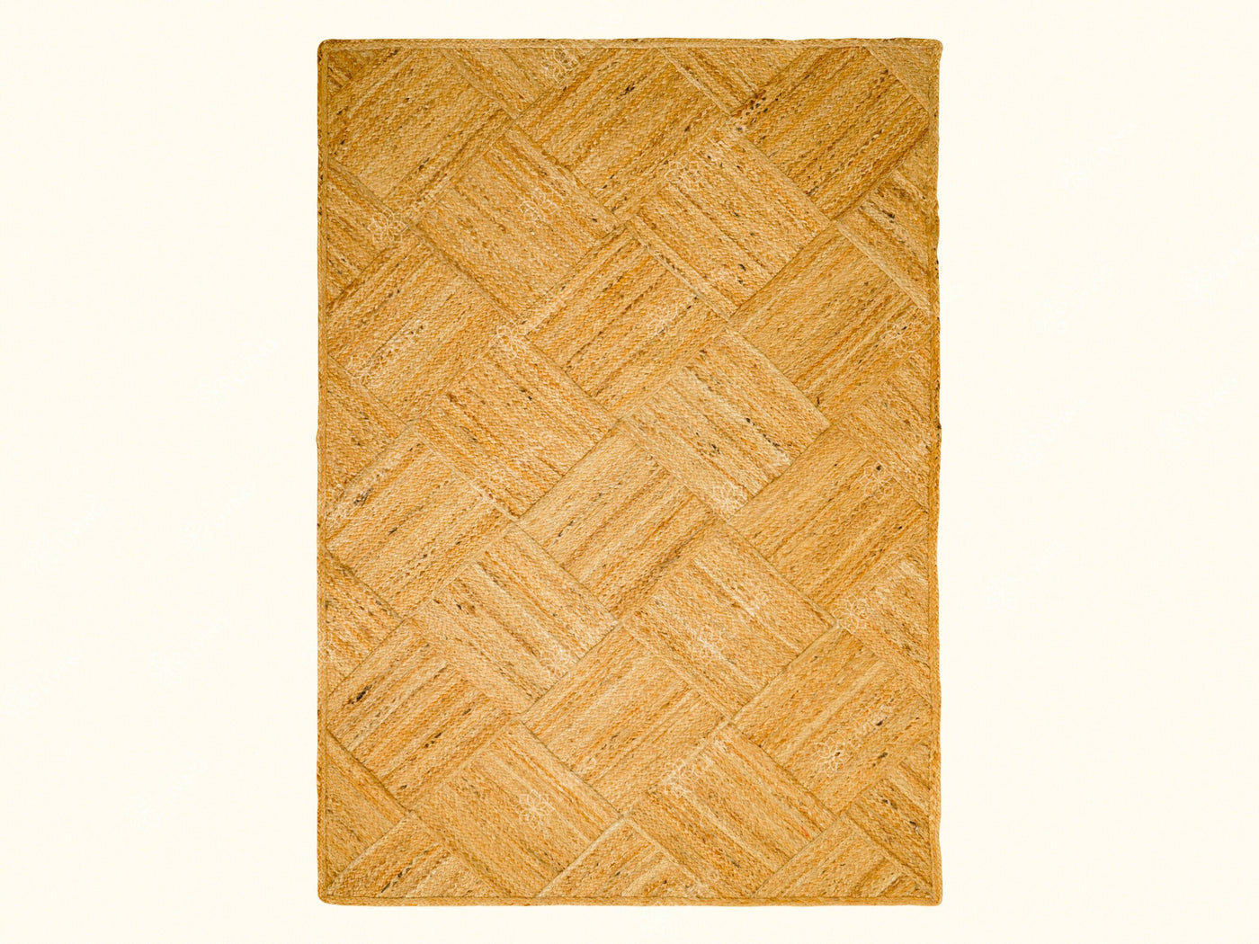 Natural jute bohemian rug flat lay