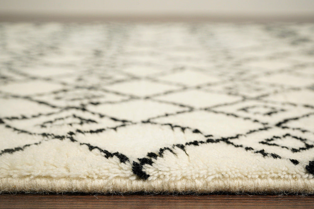 Ivory Berber wool rug - Abstract, Contemporary, HandKnotted, Super soft, Custom made