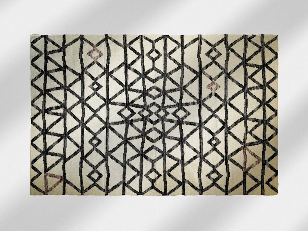 Abstract White Hallway Runner rug, Handwoven Indoor boho Stairway runner, White Black wool Runner, Entryway, Hallway, Stairs Runner Rug