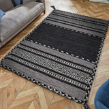Grey kilim rug edge detail