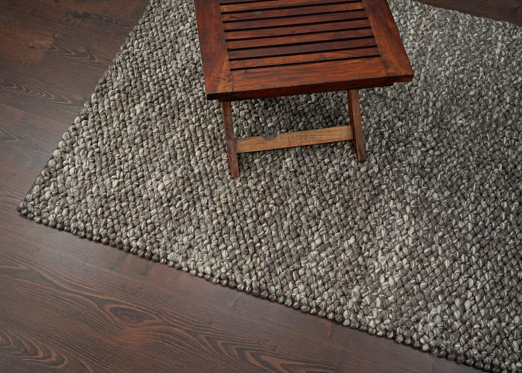 Charcoal Brown Cashew Weave Chunky Looped Wool rug, Handwoven wool cozy, Pet-Friendly High pile, Textured Premium wool rug, Custom made