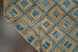Blue braided jute rug corner detail