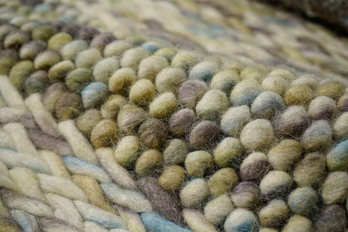 Multi colour wool rug under natural light