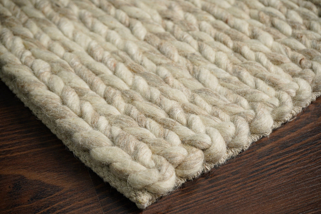 Custom made Beige Chunky Braided Wool rug, Scandinavian decor, soft, cozy, Indoor Premium wool Room Rug, Housewarming decor