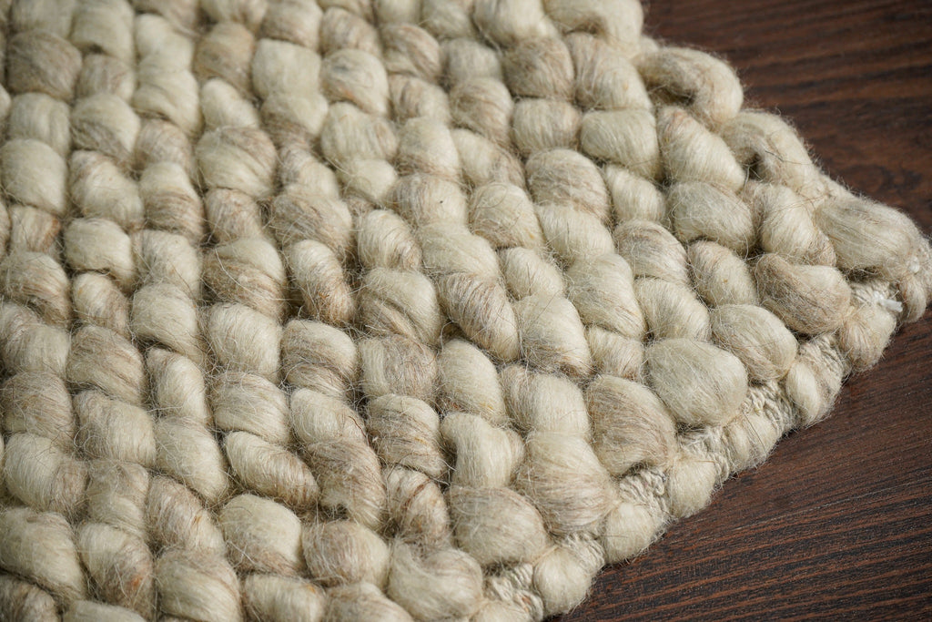 Hand Knotted Beige Scandinavian Chunky Loop Indoor Wool Rug, Cozy Felted wool taupe Rug, Customize in any size