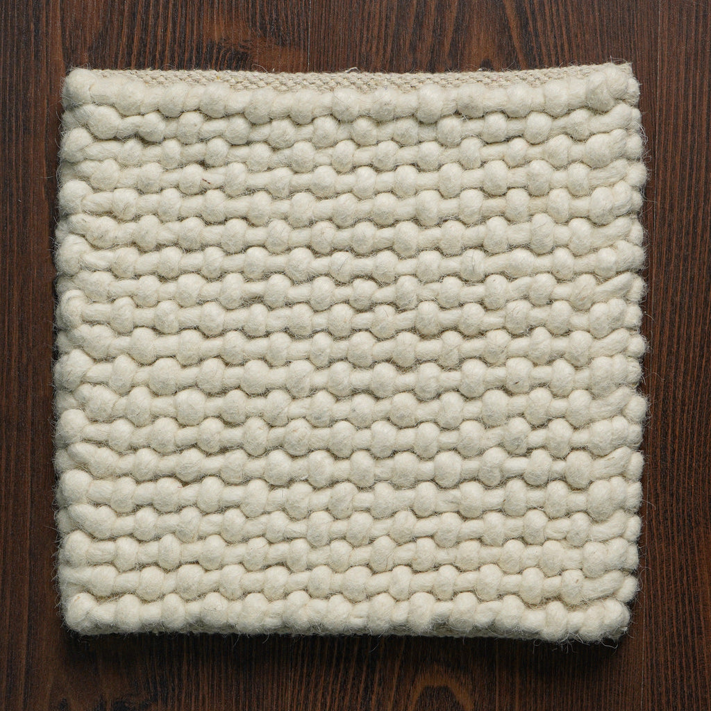 Hand knitted Ivory Wool Area rug, Chunky Basket weave indoor White wool rug, Custom made Room Rug