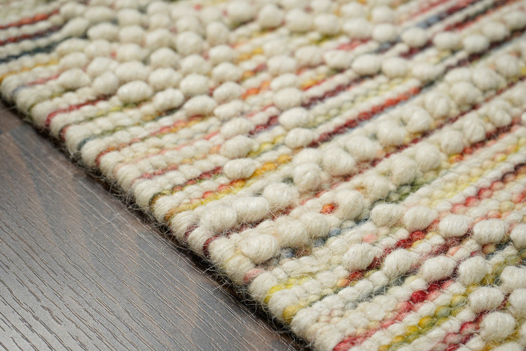 Multi Blend Abstract Chunky Looped Colourful Wool area rug, Scandinavian inspired decor, Bohemian, Custom made