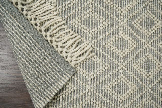 Diamond loop wool rug flat lay showing full pattern