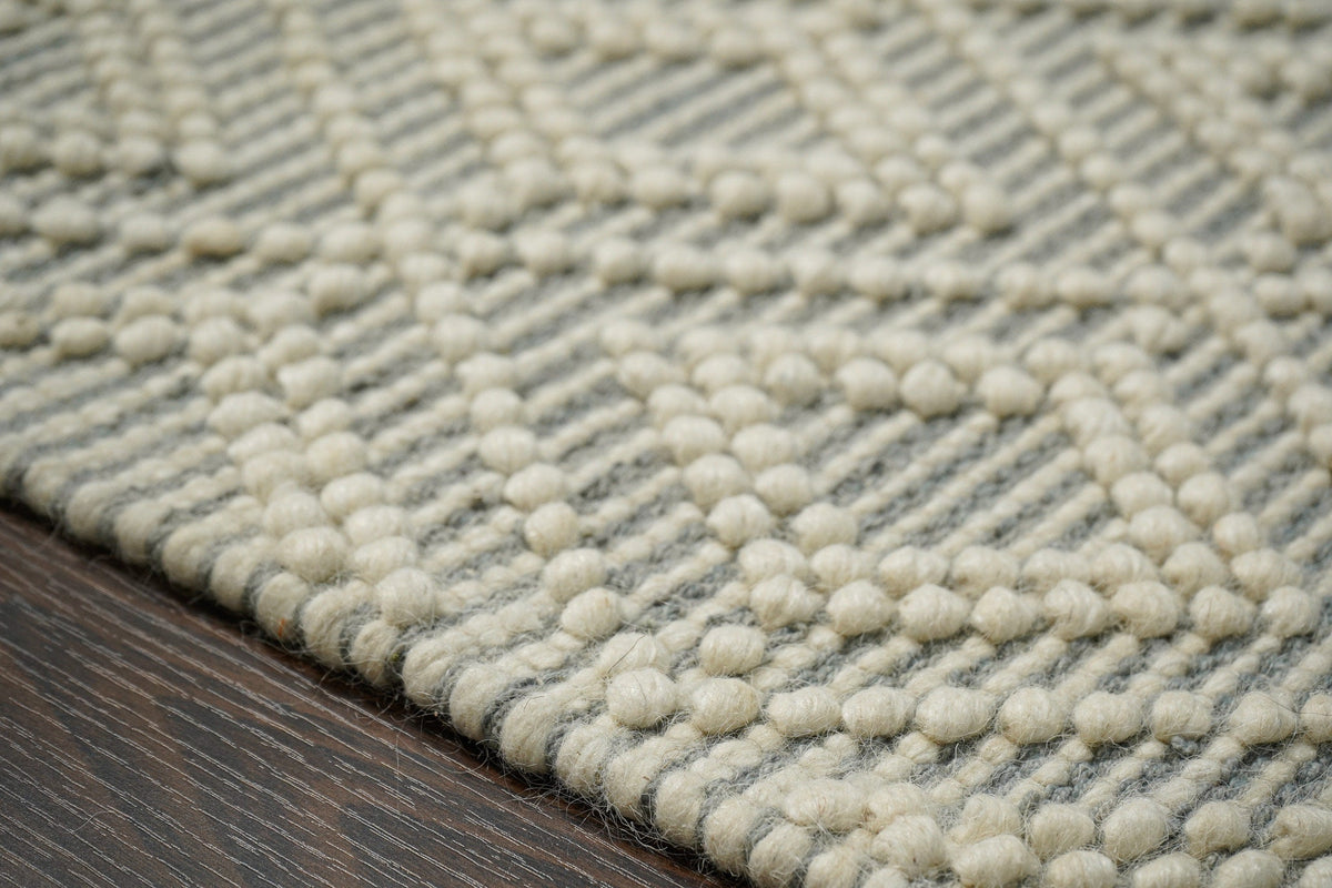 Diamond loop wool rug size scale reference