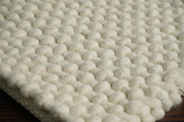 Hand knitted Ivory Wool Area rug, Chunky Basket weave indoor White wool rug, Custom made Room Rug