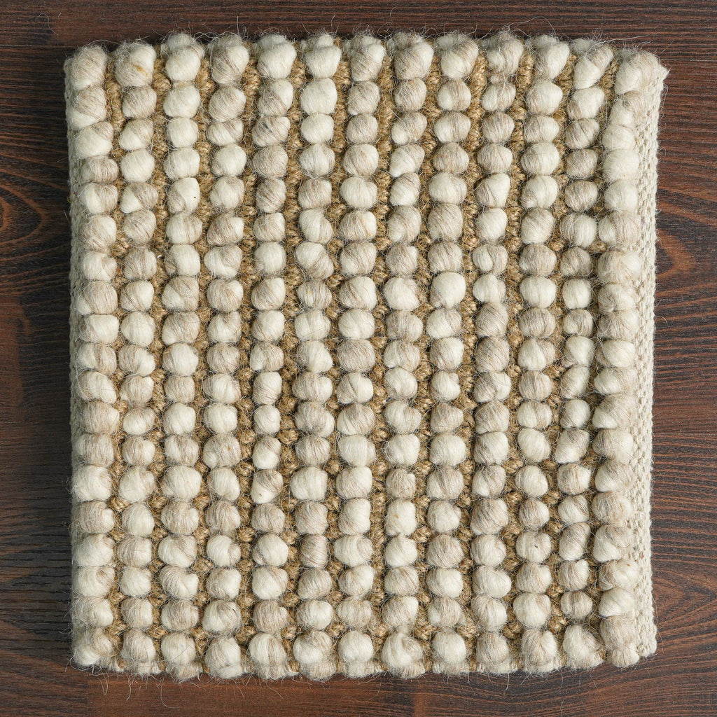 Hand Woven Loop Chunky Camel Beige Scandinavian Indoor Wool Jute Rug, Cozy Felted wool taupe Rug, Pet-Friendly, Customize in any size